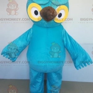 BIGGYMONKEY™ Mascot Costume Giant Blue and Yellow Owl with Big