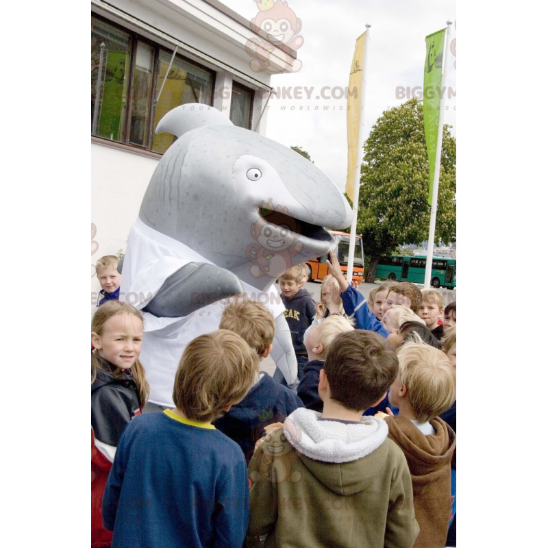Costume da mascotte delfino grigio balena BIGGYMONKEY™ - Costume da mascotte delfino grigio balena BIGGYMONKEY™ -