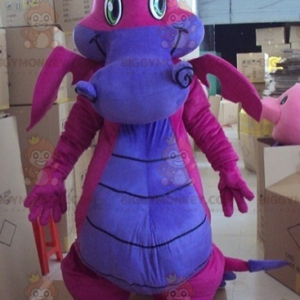 Costume de mascotte BIGGYMONKEY™ de dragon bleu et violet très