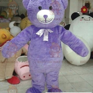 Cute and Cozy Purple Teddy Bear BIGGYMONKEY™ Mascot Costume -
