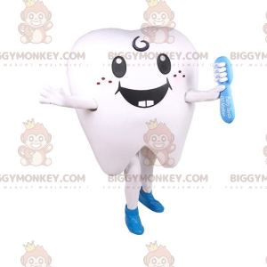 Giant White Tooth BIGGYMONKEY™ Mascot Costume with Toothbrush –