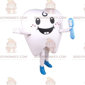 Giant White Tooth Στολή μασκότ BIGGYMONKEY™ με οδοντόβουρτσα - Μασκότ αντικειμένων - BIGGYMONKEY_07350 - BiggyMonkey.com