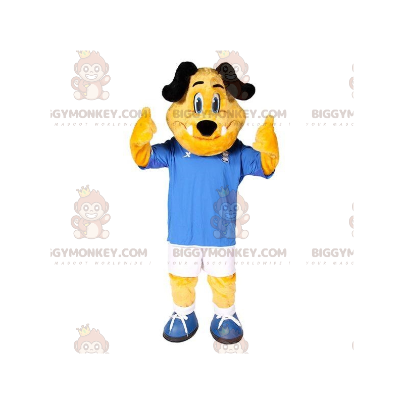 Costume de mascotte BIGGYMONKEY™ de chien jaune et noir en Costume de mascotte BIGGYMONKEY™ de chien jaune et noir en