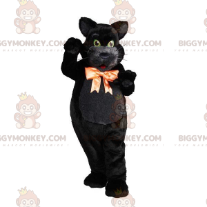 BIGGYMONKEY™ maskotdräkt av silkeslen svart katt med en vacker