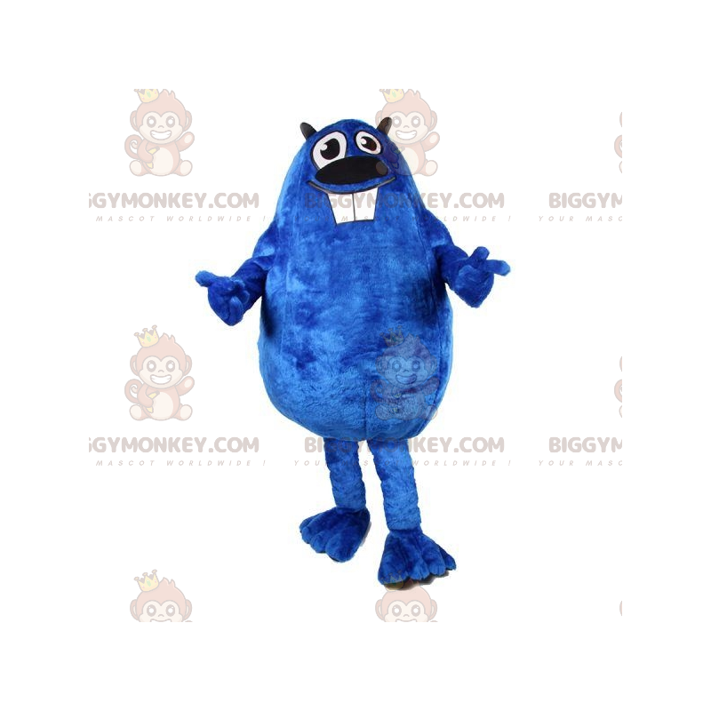 Costume de mascotte BIGGYMONKEY™ de castor bleu dodu et drôle. Costume de mascotte BIGGYMONKEY™ de castor bleu dodu et drôle.