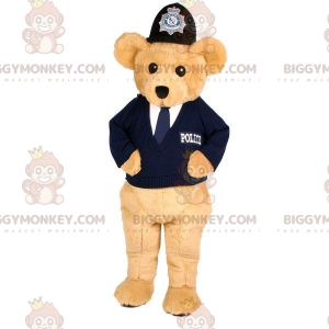 BIGGYMONKEY™ maskottiasu beige karhu poliisiasussa -