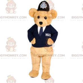 Disfraz de mascota BIGGYMONKEY™ Oso beige con traje de policía