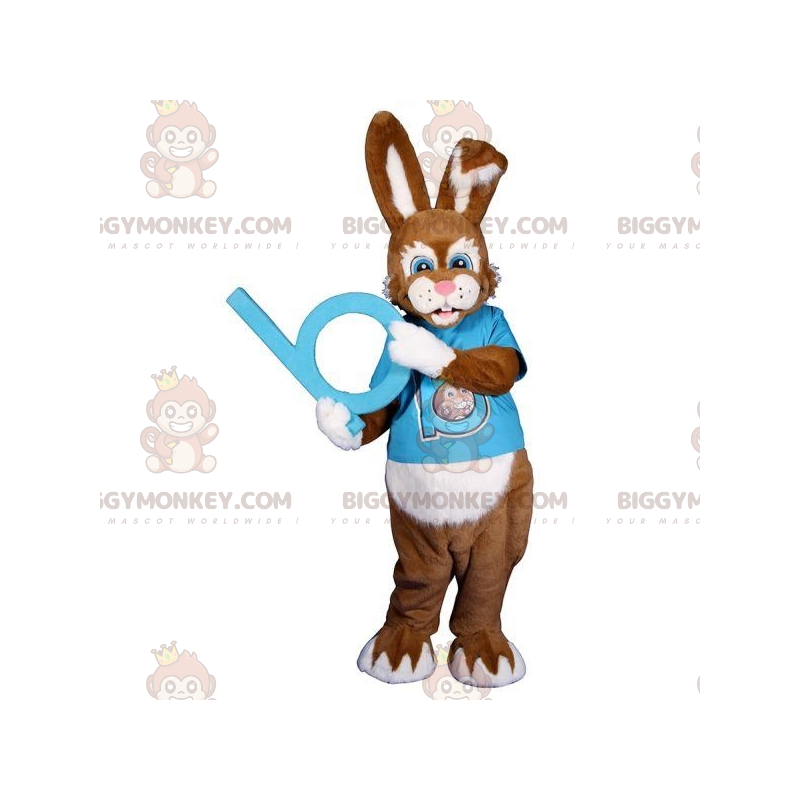 Kostium maskotka brązowo-biały króliczek BIGGYMONKEY™ z Kostium maskotka brązowo-biały króliczek BIGGYMONKEY™ z