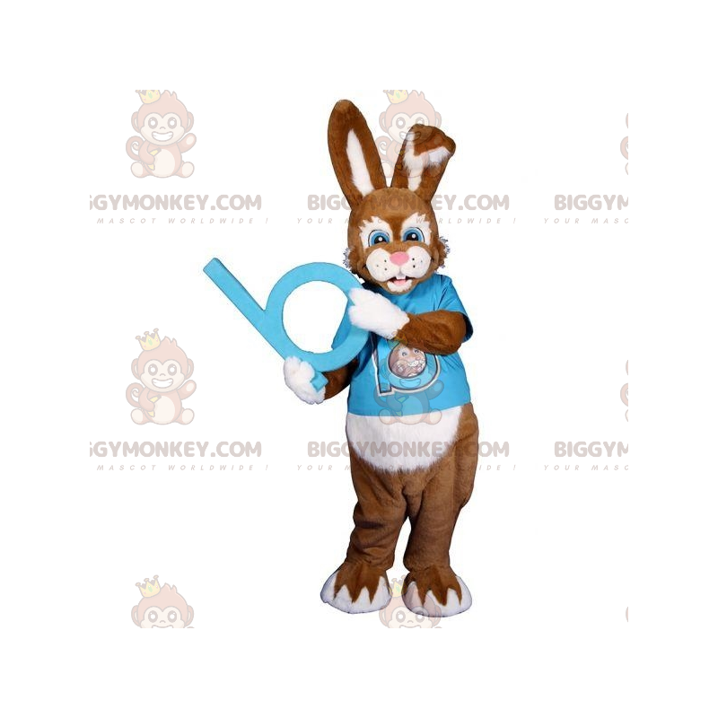 Traje de mascote de coelho marrom e branco BIGGYMONKEY™ com