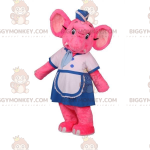 BIGGYMONKEY™ Mascot Costume Pink Elephant In Air Hostess Outfit