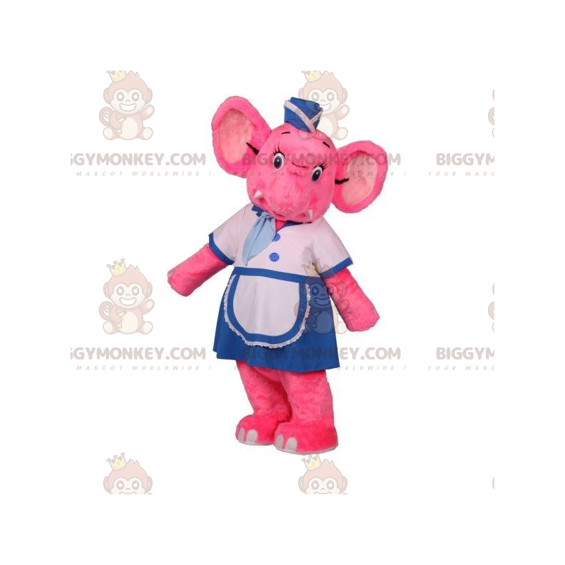Disfraz de mascota BIGGYMONKEY™ Elefante rosa en traje de Disfraz de mascota BIGGYMONKEY™ Elefante rosa en traje de