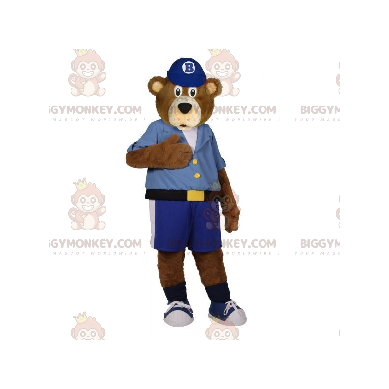 Disfraz de mascota de oso pardo BIGGYMONKEY™ vestido con camisa Disfraz de mascota de oso pardo BIGGYMONKEY™ vestido con camisa