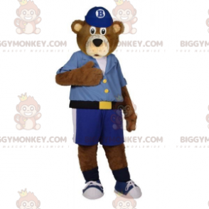 Traje de mascote de urso pardo BIGGYMONKEY™ vestido com camisa