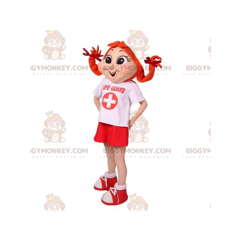 Redhead Girl BIGGYMONKEY™ Mascot Costume With Pigtails - Redhead Girl BIGGYMONKEY™ Mascot Costume With Pigtails -