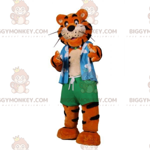 Orange and Black Tiger BIGGYMONKEY™ Mascot Costume Vacationer