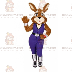 Bunny BIGGYMONKEY™ mascot costume with jumpsuit. bunny costume