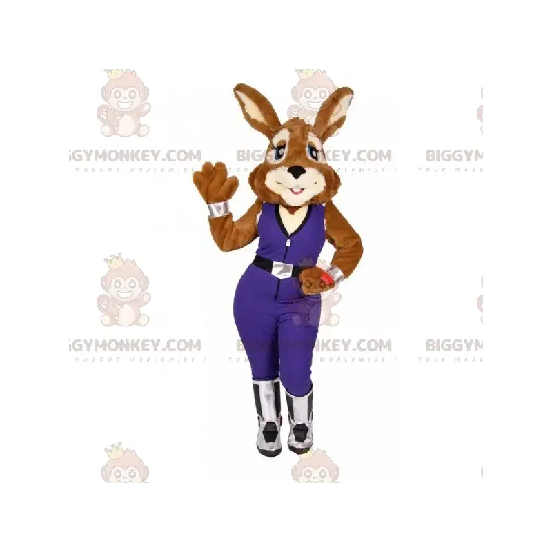 Bunny BIGGYMONKEY™ mascottekostuum met jumpsuit. Bunny BIGGYMONKEY™ mascottekostuum met jumpsuit.