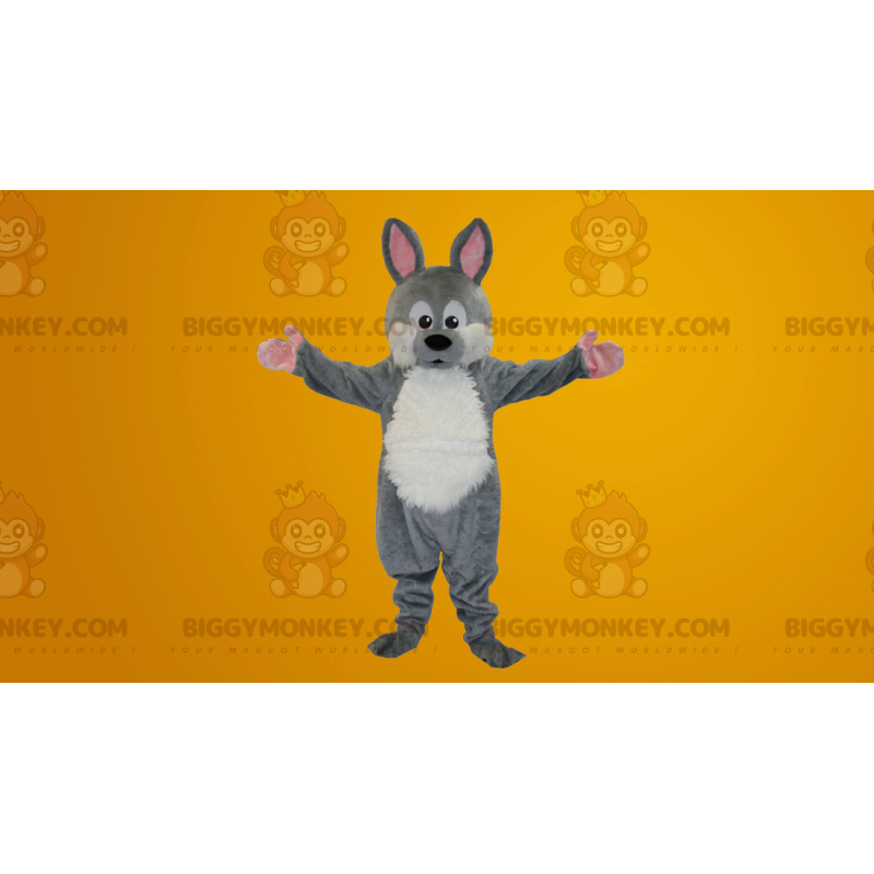 Costume de mascotte BIGGYMONKEY™ de lapin gris et blanc - Costume de mascotte BIGGYMONKEY™ de lapin gris et blanc -