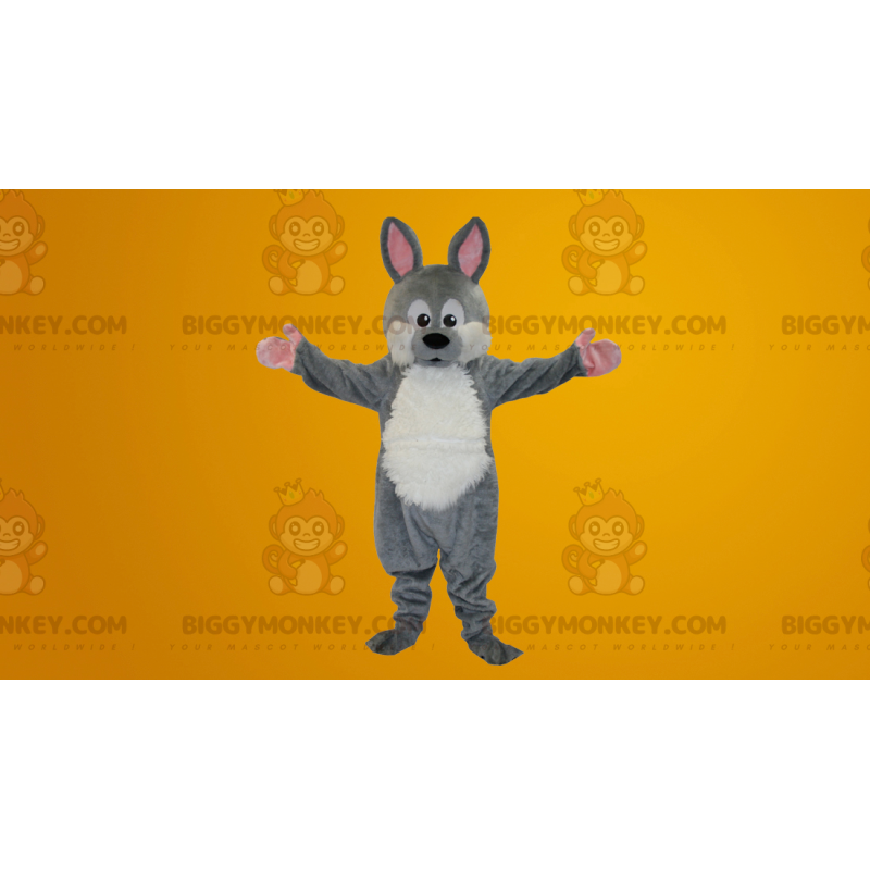 Grau-weißes Kaninchen BIGGYMONKEY™ Maskottchen-Kostüm -