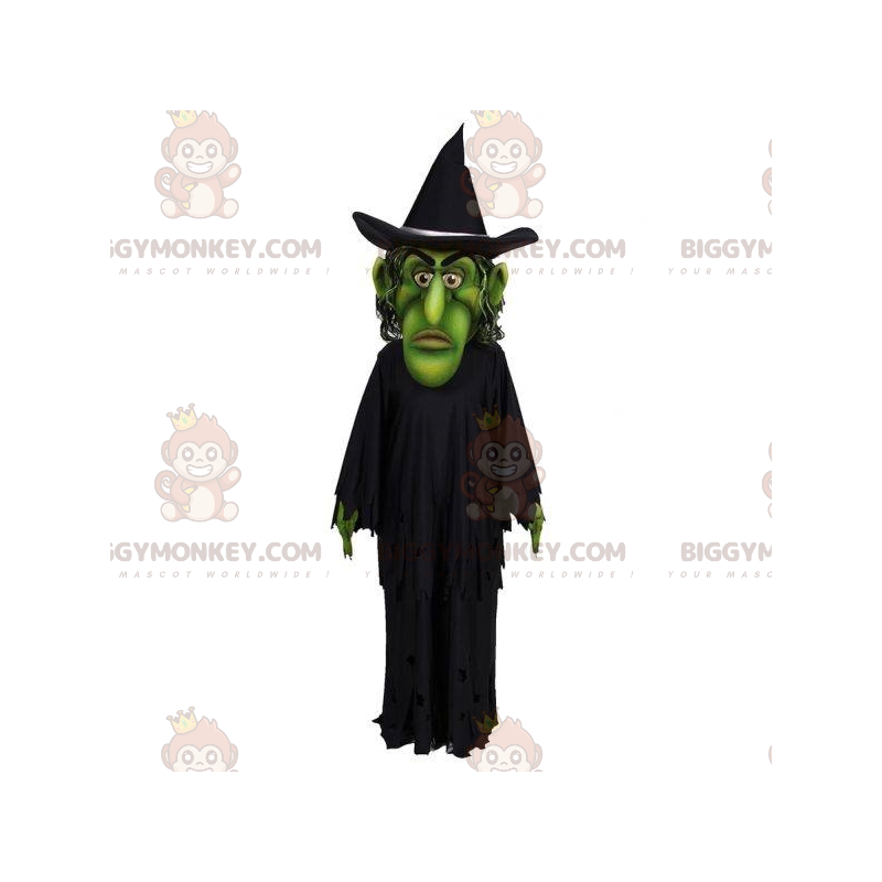 Grön häxa BIGGYMONKEY™ maskotdräkt klädd i svart - Oklassificerade maskot - BIGGYMONKEY_07374 - BiggyMonkey.com