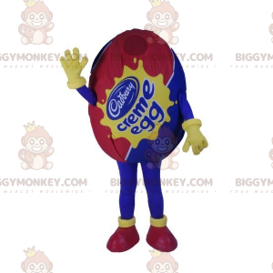 Punainen ja sininen Giant Egg BIGGYMONKEY™ maskottiasu. muna-asu - Ruoan maskotti - BIGGYMONKEY_07376 - BiggyMonkey.com