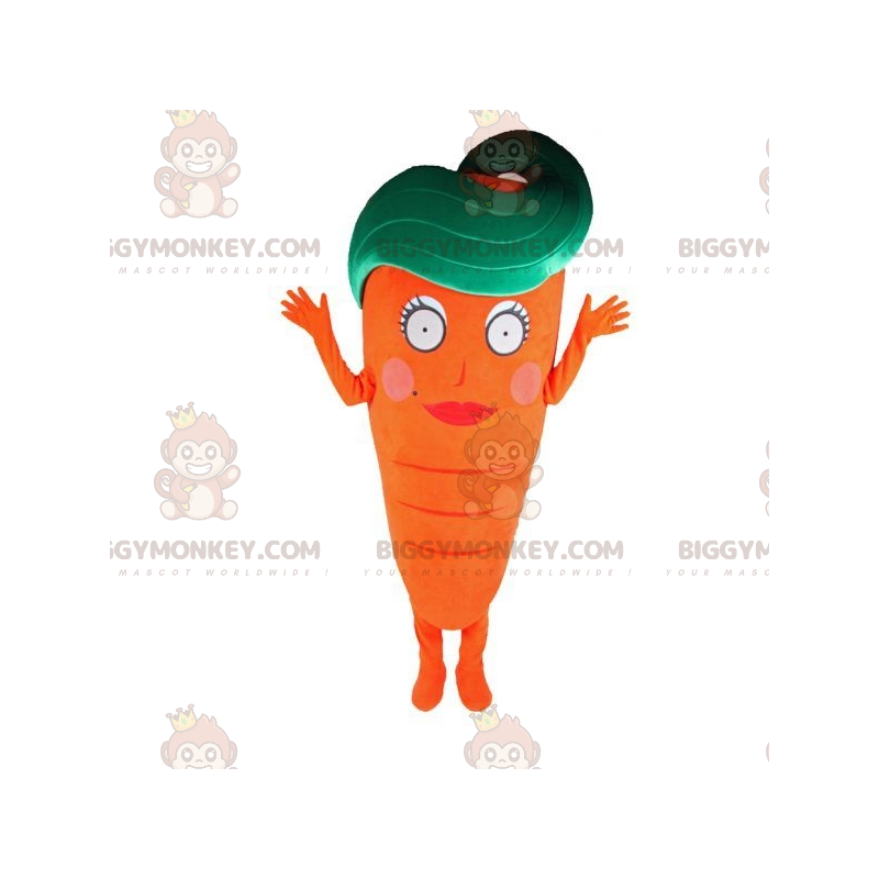 Fantasia de mascote gigante laranja e cenoura verde Fantasia de mascote gigante laranja e cenoura verde