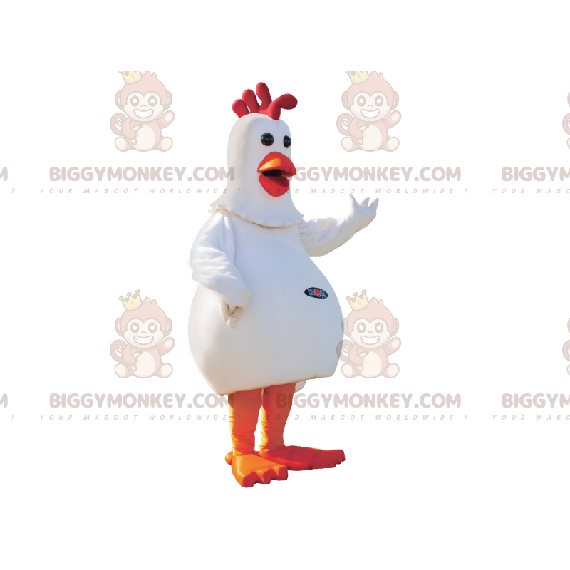 Funny White Plump Hen BIGGYMONKEY™ Mascot Costume - Funny White Plump Hen BIGGYMONKEY™ Mascot Costume -