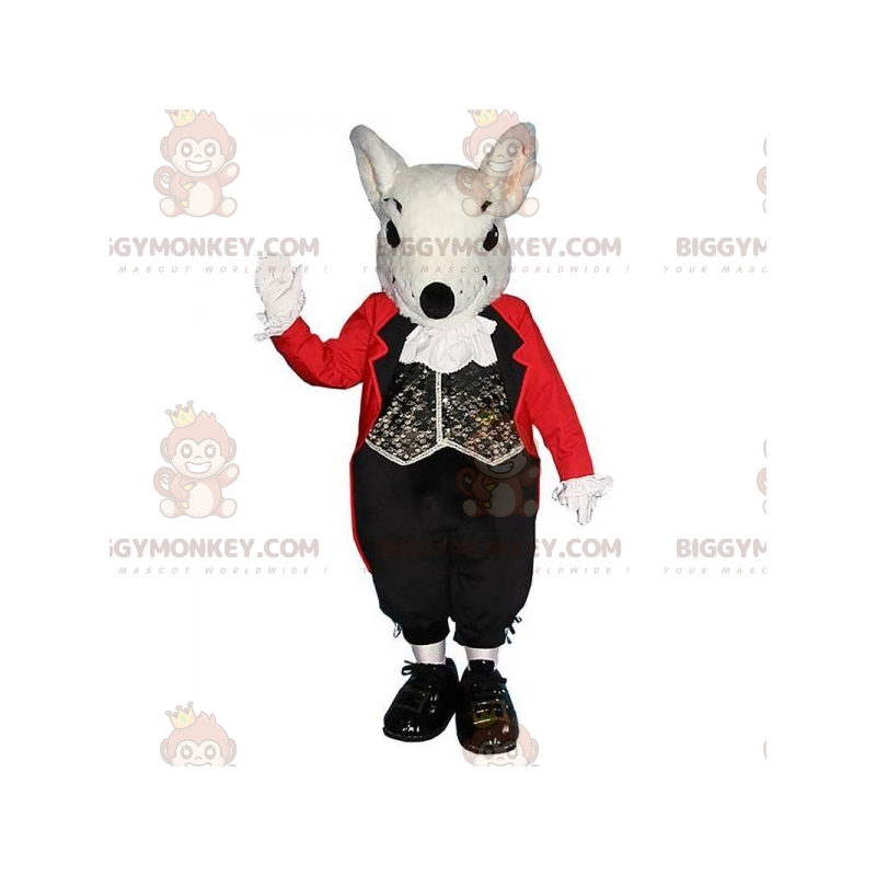 White Rat BIGGYMONKEY™ Mascot Costume With Black & Red Sleek