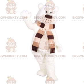 IJsbeer BIGGYMONKEY™ mascottekostuum met sjaal. teddybeer - Bear mascotte - BIGGYMONKEY_07394 - BiggyMonkey.com