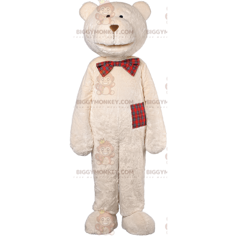 BIGGYMONKEY™ Costume da mascotte Teddy beige con papillon BIGGYMONKEY™ Costume da mascotte Teddy beige con papillon