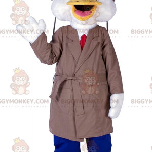 Enten-BIGGYMONKEY™-Maskottchen-Kostüm mit langem Mantel und