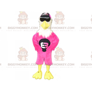 Disfraz de mascota BIGGYMONKEY™ de águila rosa blanca y