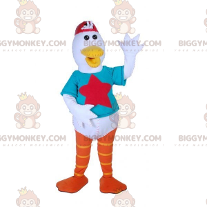 BIGGYMONKEY™ Λευκή Στολή Μασκότ Γλάρος με πολύχρωμη στολή -