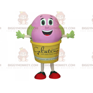 Yellow Pink and Green Giant Ice Cream Pot BIGGYMONKEY™ Mascot