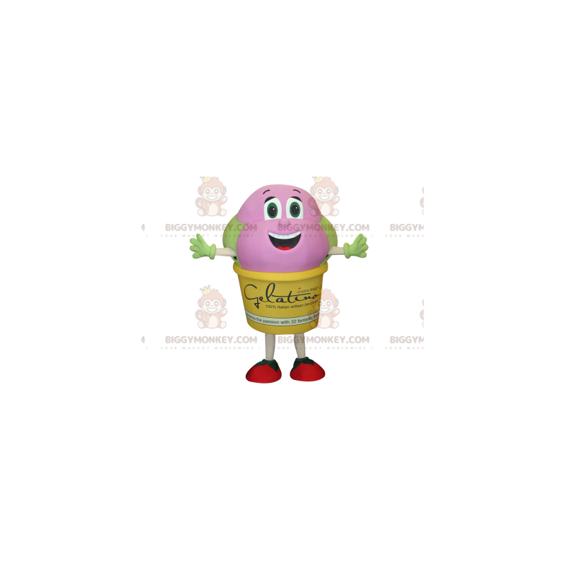 Traje de mascote gigante amarelo rosa e verde BIGGYMONKEY™ – Traje de mascote gigante amarelo rosa e verde BIGGYMONKEY™ –