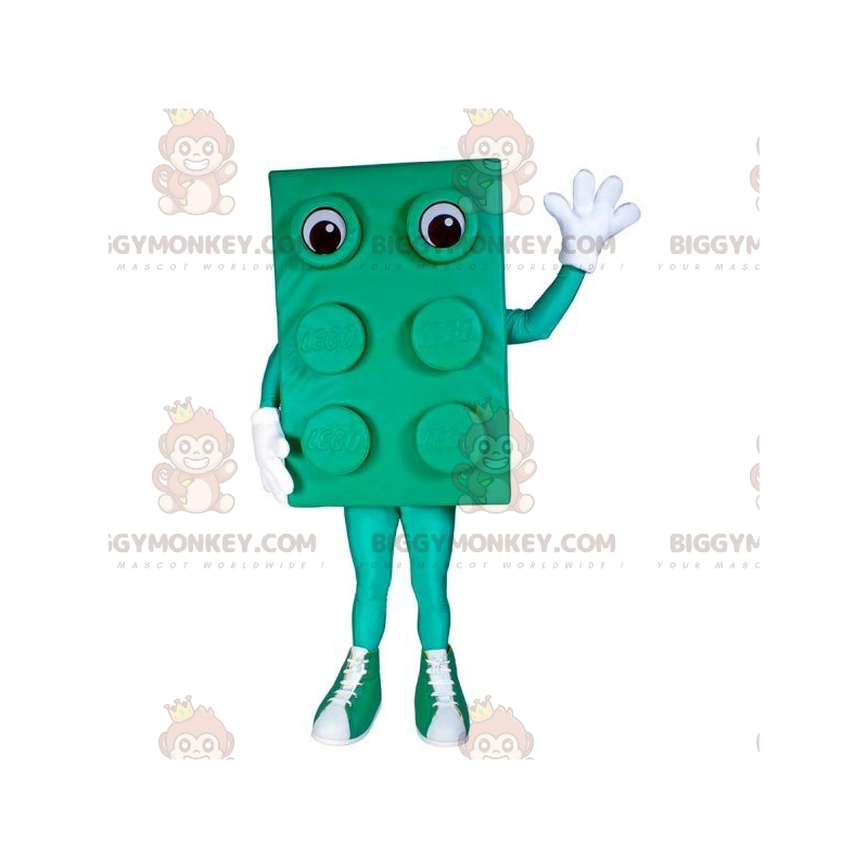 Costume de mascotte BIGGYMONKEY™ de pièce de Lego verte jeu de Costume de mascotte BIGGYMONKEY™ de pièce de Lego verte jeu de