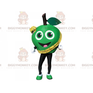 Sehr lächelndes grünes Apfel BIGGYMONKEY™ Maskottchenkostüm.