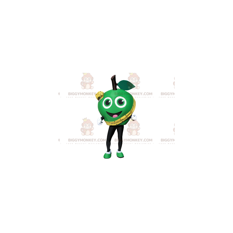 Very smiling green apple BIGGYMONKEY™ mascot costume. giant