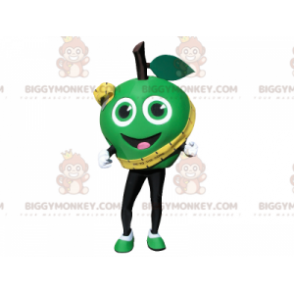 Mycket leende grönt äpple BIGGYMONKEY™ maskotdräkt. jätte grönt