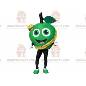 Sehr lächelndes grünes Apfel BIGGYMONKEY™ Maskottchenkostüm.