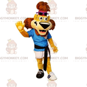 BIGGYMONKEY™ Costume da mascotte Leone sportivo giallo e