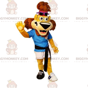 BIGGYMONKEY™ mascottekostuum sportieve gele en bruine leeuw in