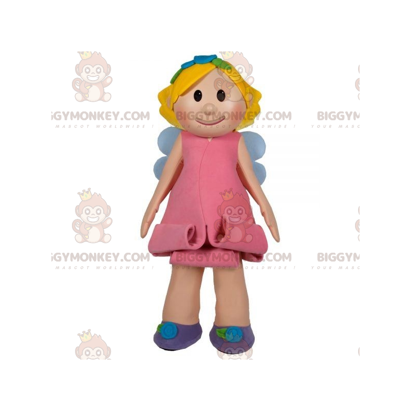 BIGGYMONKEY™ Mascot Costume Blonde Fairy Girl with Pink Dress - BIGGYMONKEY™ Mascot Costume Blonde Fairy Girl with Pink Dress -