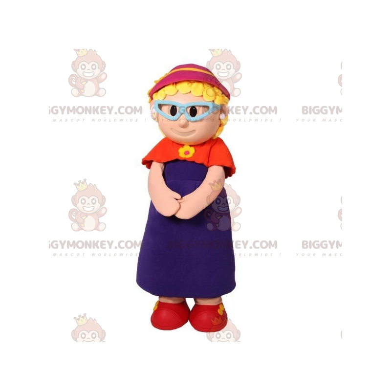 BIGGYMONKEY™ Old Lady Grandma Mascot Costume With Glasses - BIGGYMONKEY™ Old Lady Grandma Mascot Costume With Glasses -