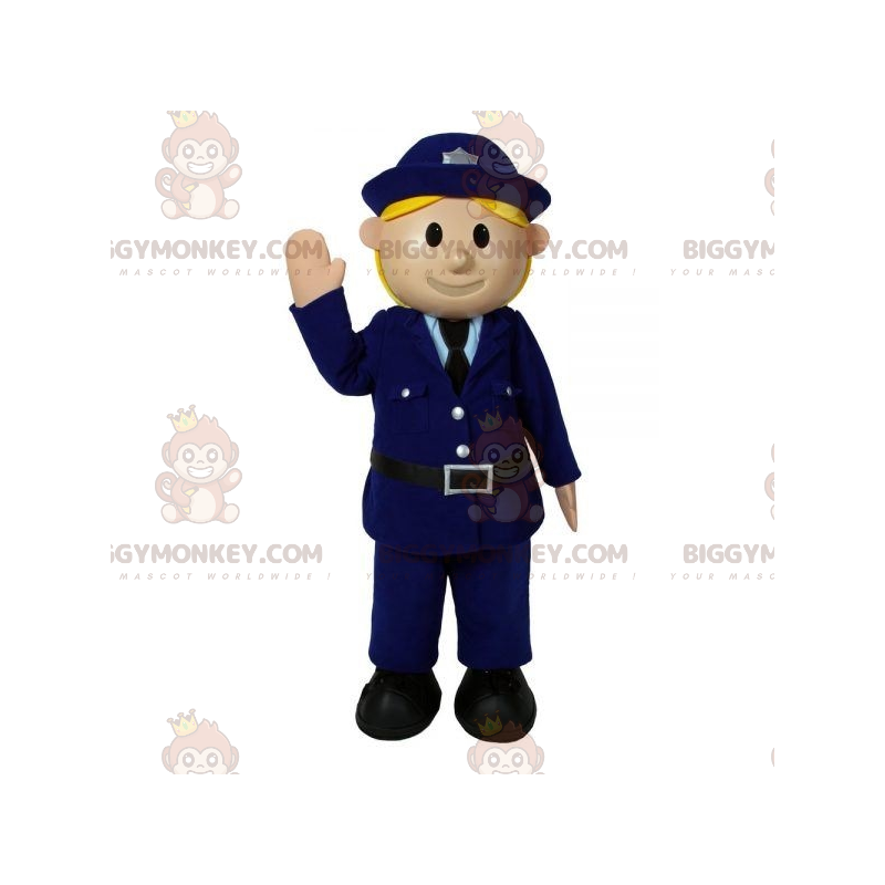 Poliisinaisen BIGGYMONKEY™ maskottiasu univormussa. poliisin