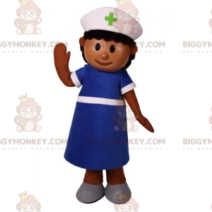 Sygeplejerske BIGGYMONKEY™ maskotkostume klædt i blåt -