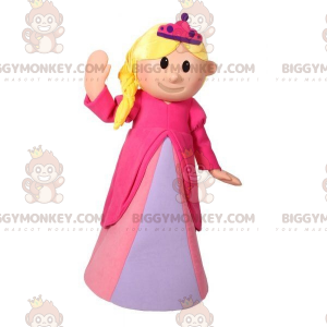 BIGGYMONKEY™ Maskottchenkostüm Blonde Prinzessin in rosa Kleid