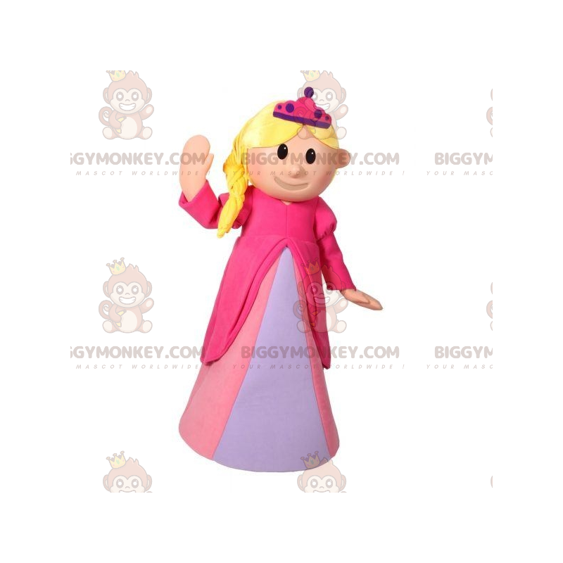 BIGGYMONKEY™ Mascottekostuum Blonde prinses gekleed in roze BIGGYMONKEY™ Mascottekostuum Blonde prinses gekleed in roze