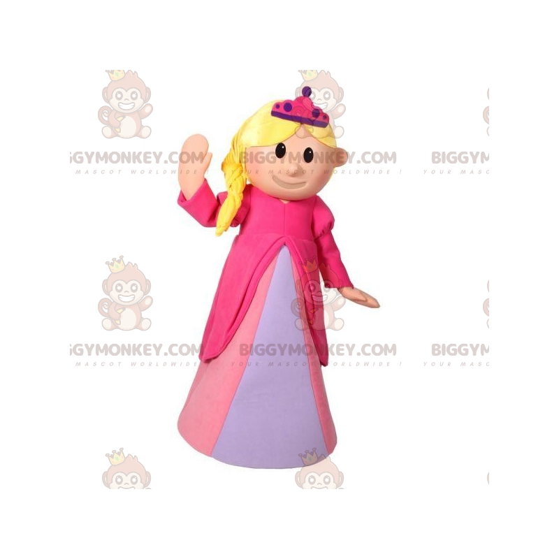 BIGGYMONKEY™ maskottiasu Vaaleanpunaiseen mekkoon pukeutunut