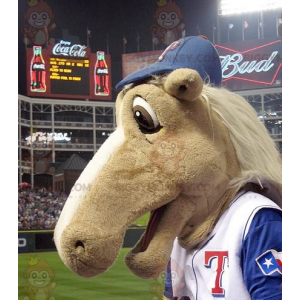 BIGGYMONKEY™ Mascot Costume Tan Horse In Sportswear –